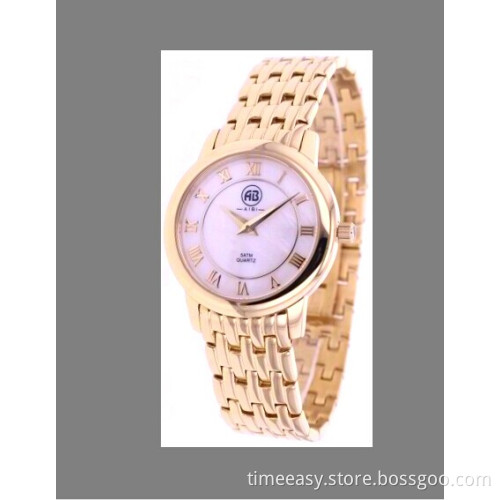 Fashion Stainless Steel Women Watch with Gold Plating
